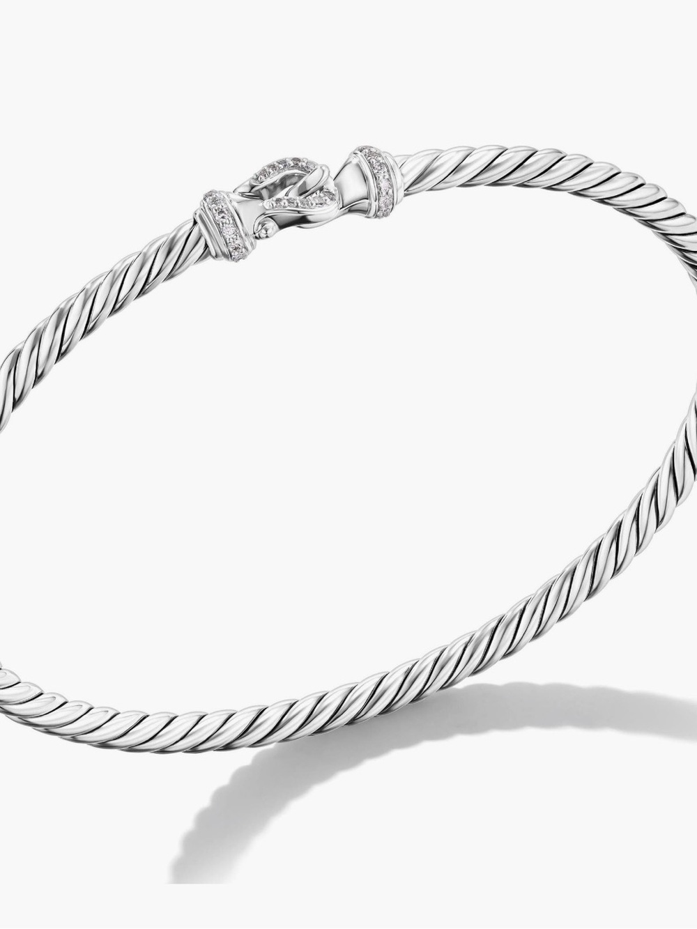David Yurman Buckle Classic CableBracelet in Sterling Silver with Diamonds 3mm